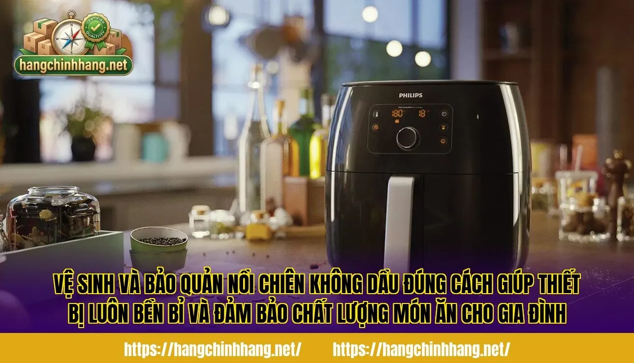 Vệ sinh và bảo quản nồi chiên không dầu đúng cách giúp thiết bị luôn bền bỉ và đảm bảo chất lượng món ăn cho gia đình