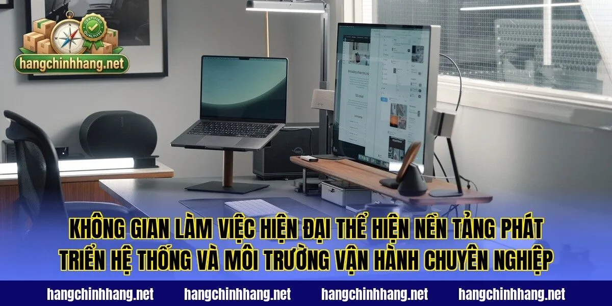 Không gian làm việc hiện đại thể hiện nền tảng phát triển hệ thống và môi trường vận hành chuyên nghiệp