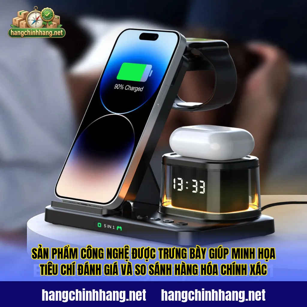 Sản phẩm công nghệ được trưng bày giúp minh họa tiêu chí đánh giá và so sánh hàng hóa chính xác