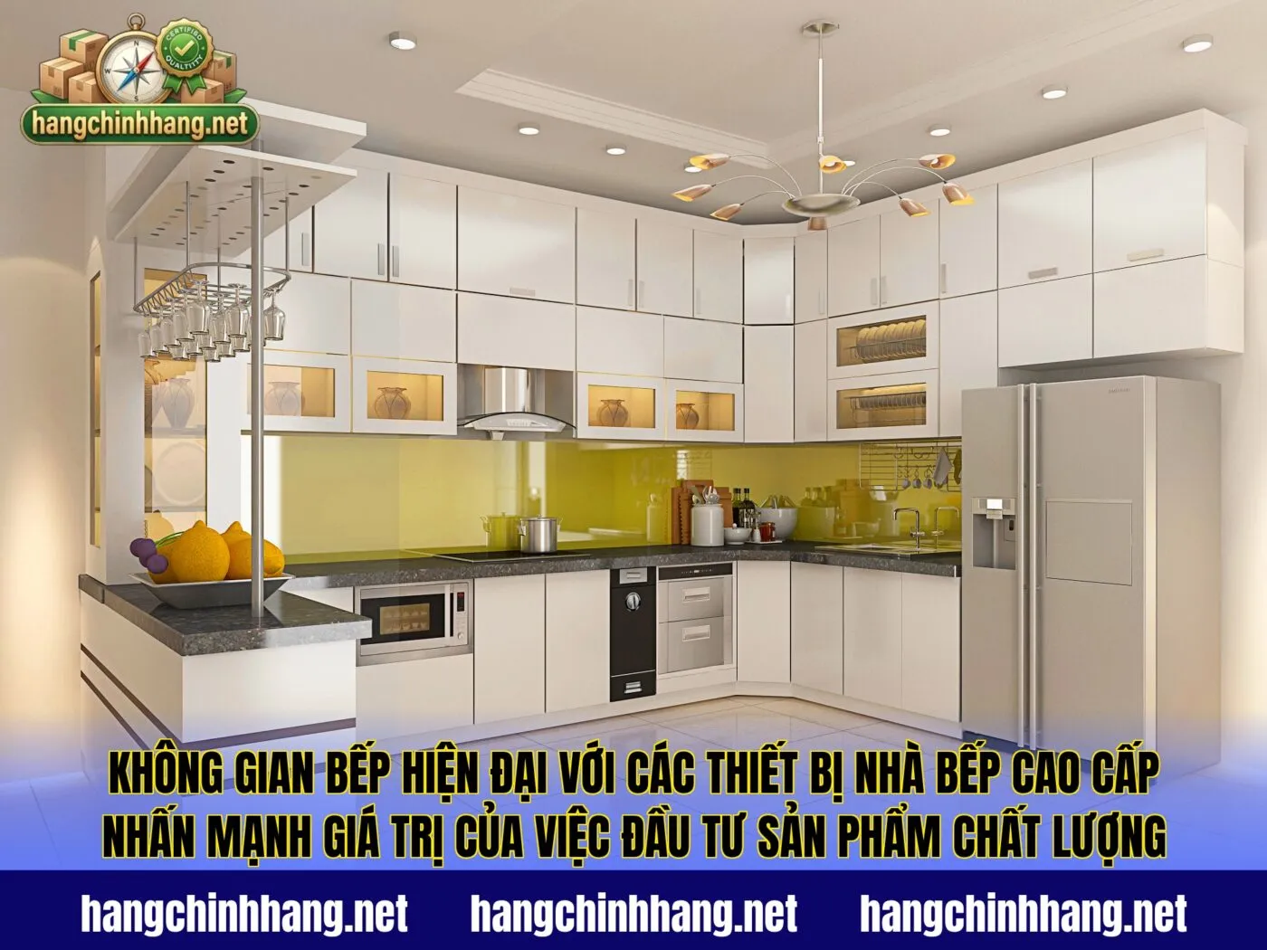 Không gian bếp hiện đại với các thiết bị nhà bếp cao cấp nhấn mạnh giá trị của việc đầu tư sản phẩm chất lượng