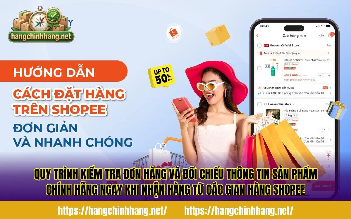 Quy trình kiểm tra đơn hàng và đối chiếu thông tin sản phẩm chính hãng ngay khi nhận hàng từ các gian hàng Shopee