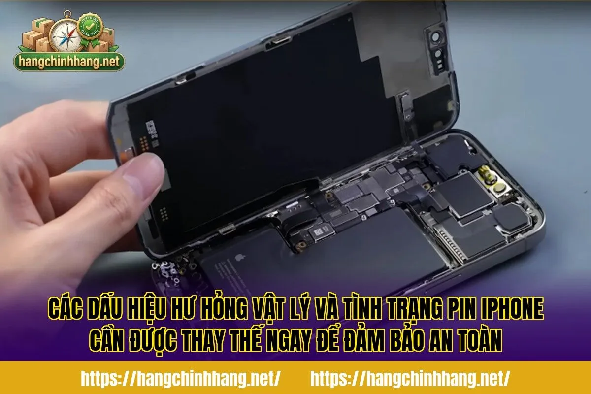 Các dấu hiệu hư hỏng vật lý và tình trạng pin iPhone cần được thay thế ngay để đảm bảo an toàn