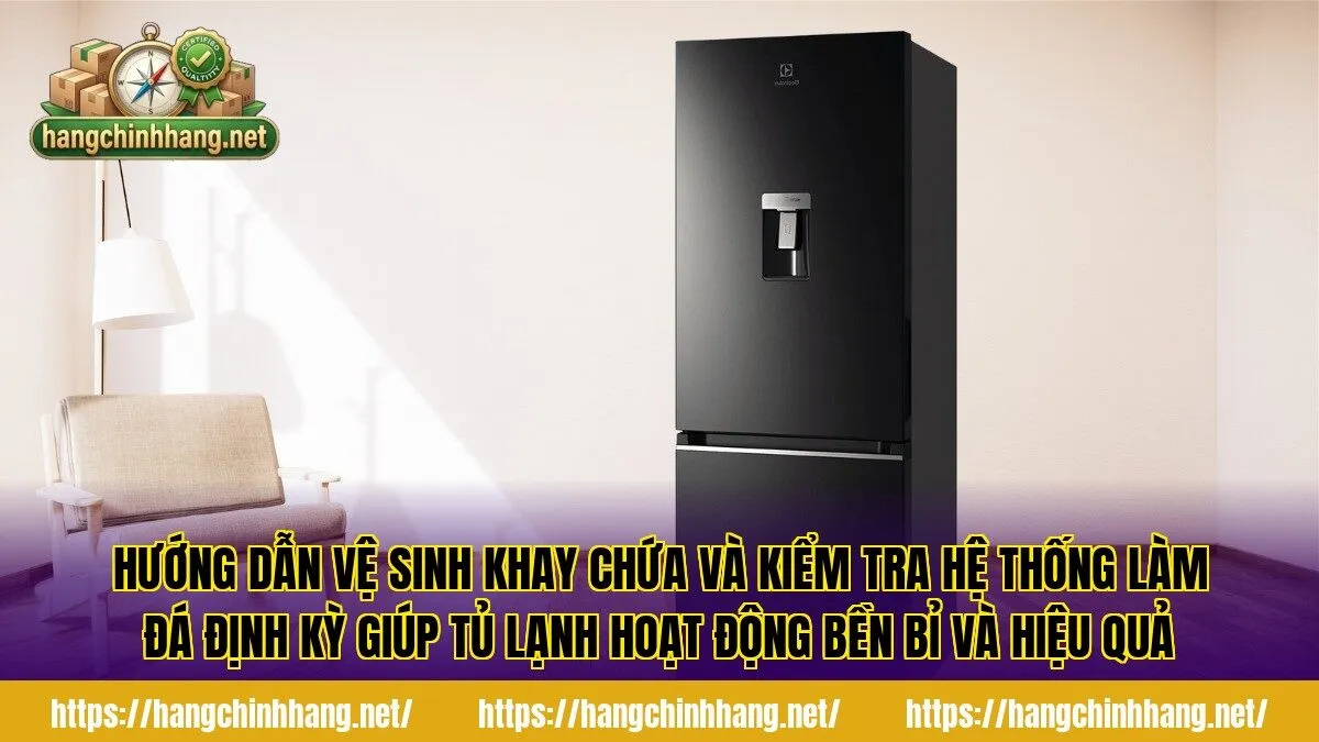Hướng dẫn vệ sinh khay chứa và kiểm tra hệ thống làm đá định kỳ giúp tủ lạnh hoạt động bền bỉ và hiệu quả