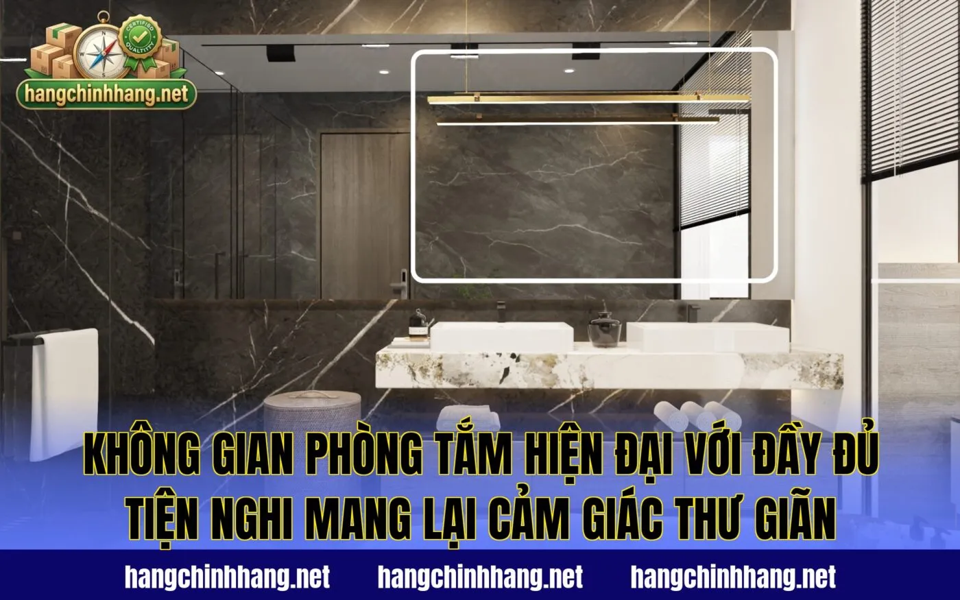 Không gian phòng tắm hiện đại với đầy đủ tiện nghi mang lại cảm giác thư giãn
